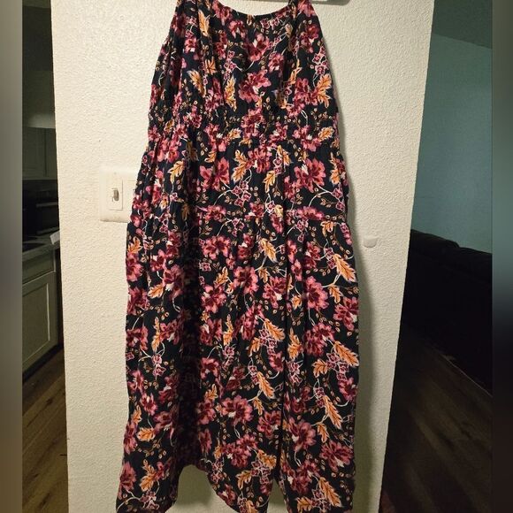 Old Navy Pink and Green Maxi A-Line Skirt - Picture 3 of 10